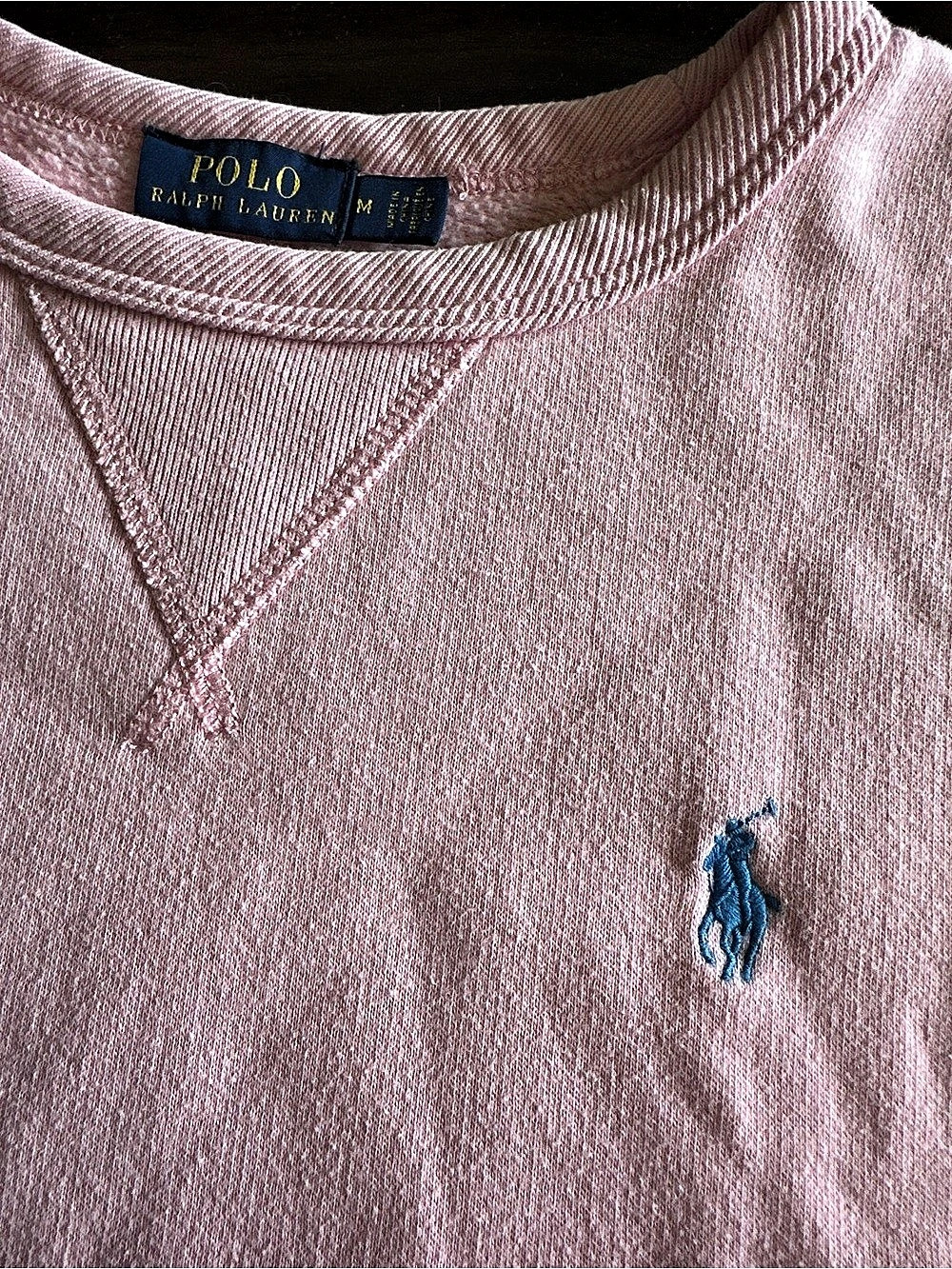 Polo Ralph Lauren Pink Crewneck Sweatshirt Blue Pony Logo Size M - Picture 5 of 9